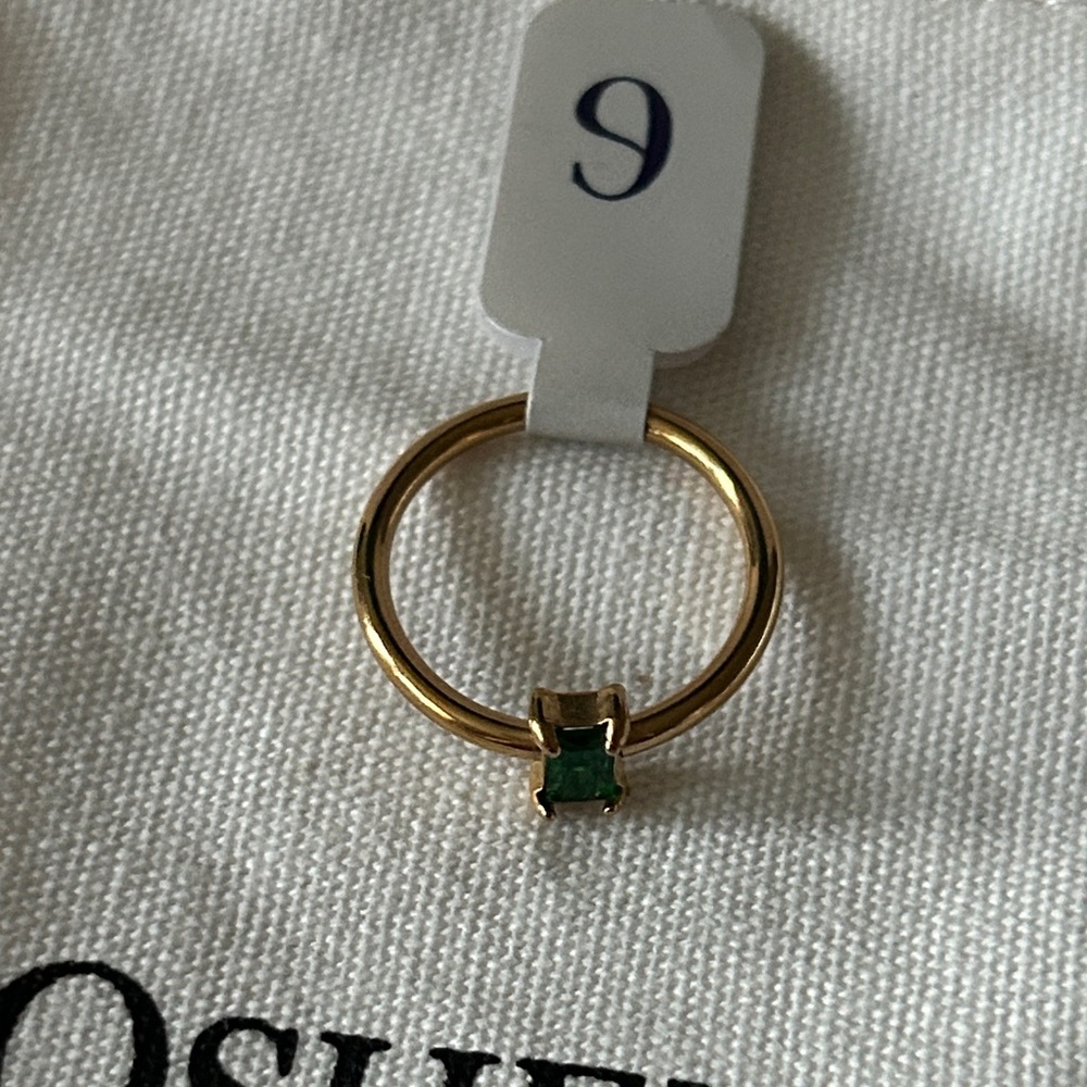 Oshena Designer Beachwear Gold Ring with Emerald green Stone size 6 NEW Release! - Picture 2 of 4